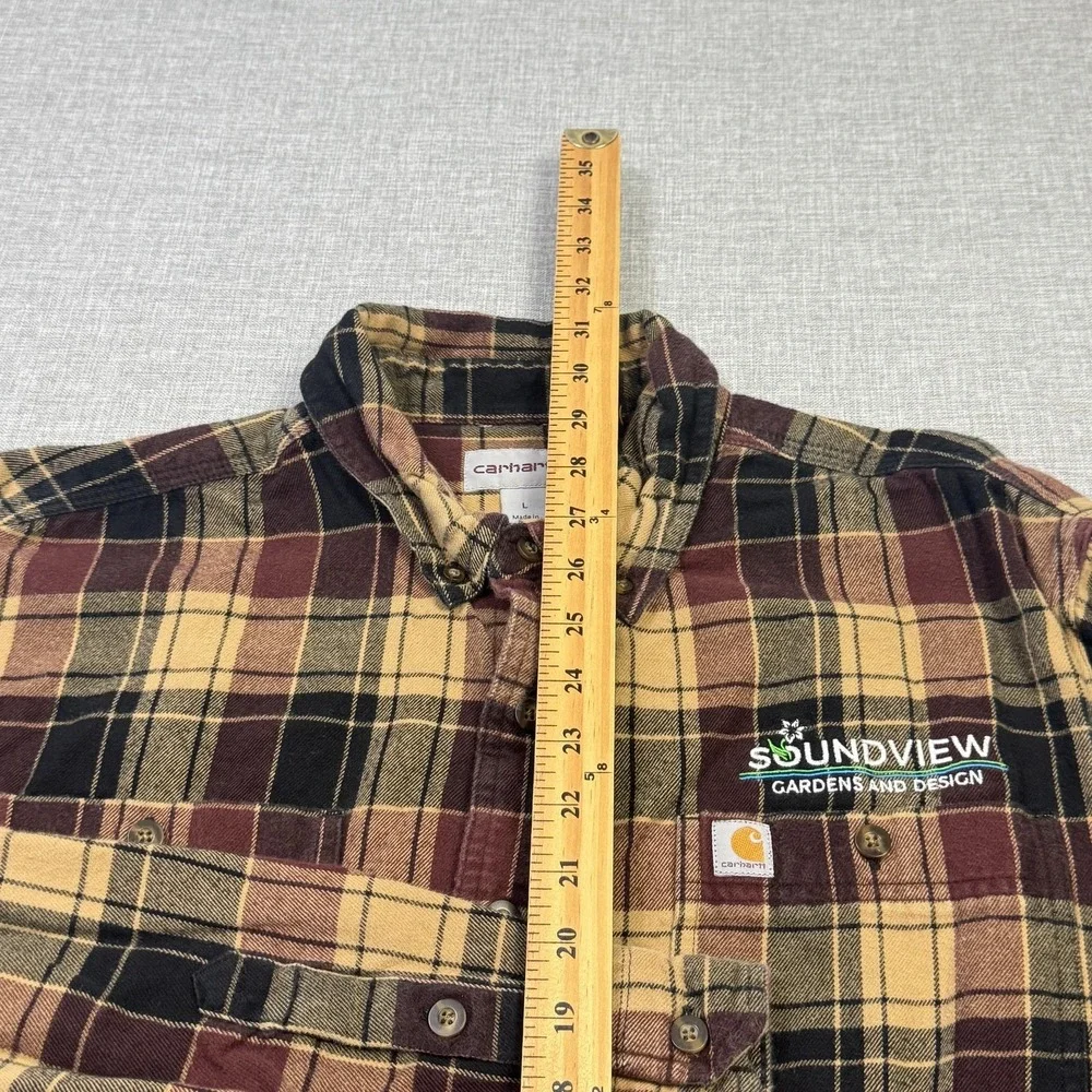 Carhartt Flannel Shirt Men L Multicolor Plaid Long Sleeve Button Cotton Workwear